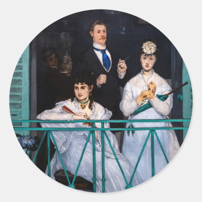 Edouard Manet - Der Balkon / Le Balcon Runder Aufkleber (Vorderseite)