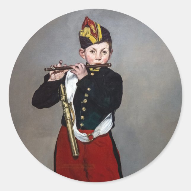 Edouard Manet - Der Faib / Young Flutist Runder Aufkleber (Vorderseite)