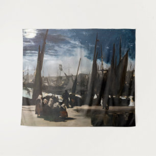 Edouard Manet - Der Hafen von Boulogne bei Mondlic Wandteppich