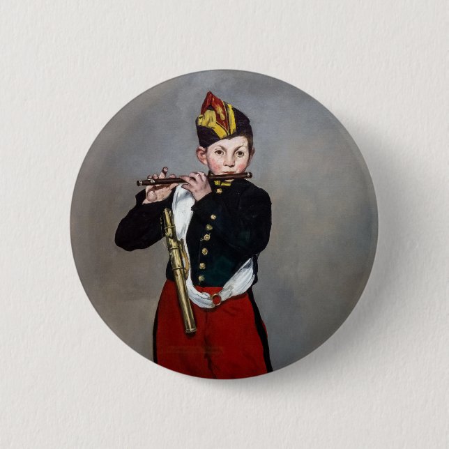 Edouard Manet - Der Pfeifer / Junger Flötist Button (Vorderseite)