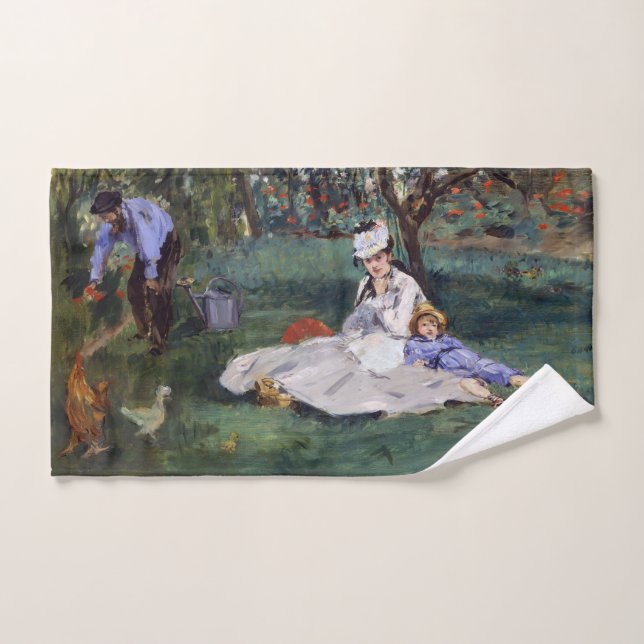 Edouard Manet - Die Familie Monet im Garten Badhandtuch Set (Handtuch)