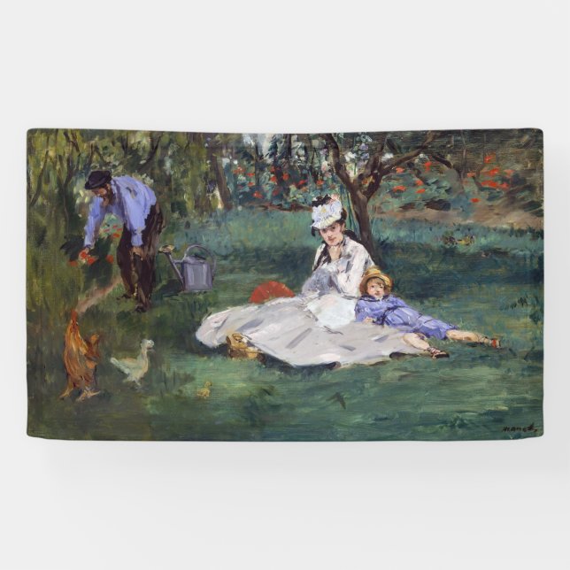 Edouard Manet - Die Familie Monet im Garten Banner (Horizontal)