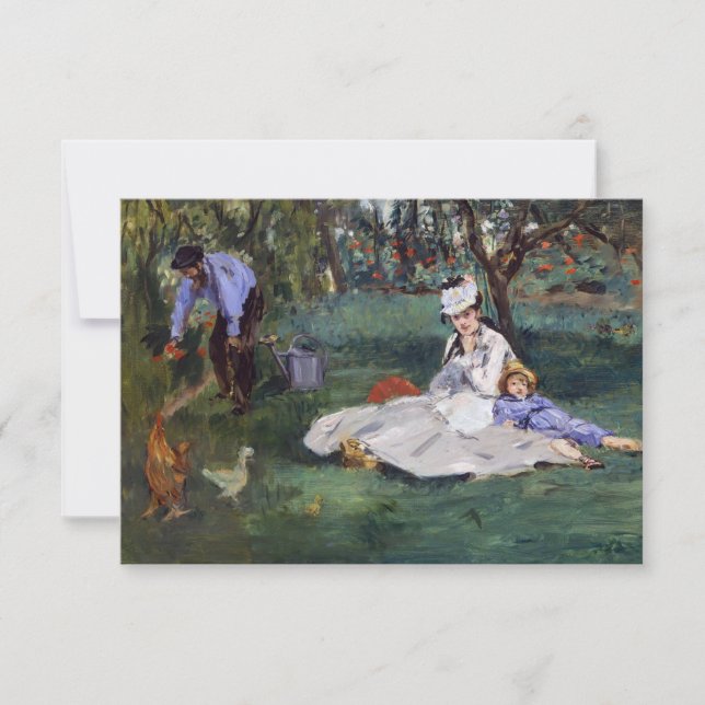 Edouard Manet - Die Familie Monet im Garten Dankeskarte (Vorderseite)