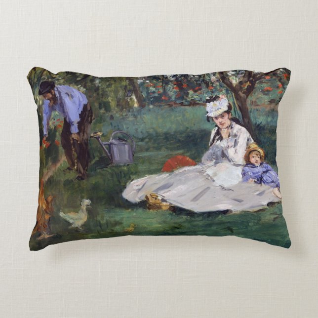 Edouard Manet - Die Familie Monet im Garten Dekokissen (Vorderseite)