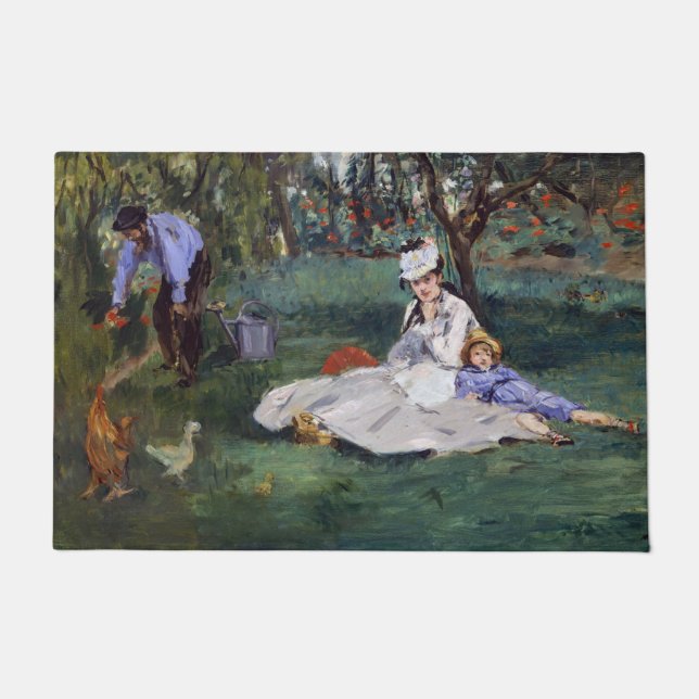 Edouard Manet - Die Familie Monet im Garten Fußmatte (Vorderseite)