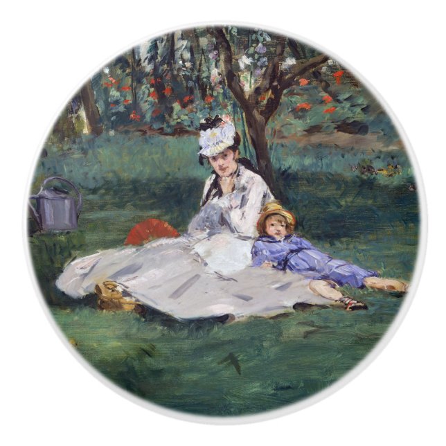 Edouard Manet - Die Familie Monet im Garten Keramikknauf (Vorderseite)