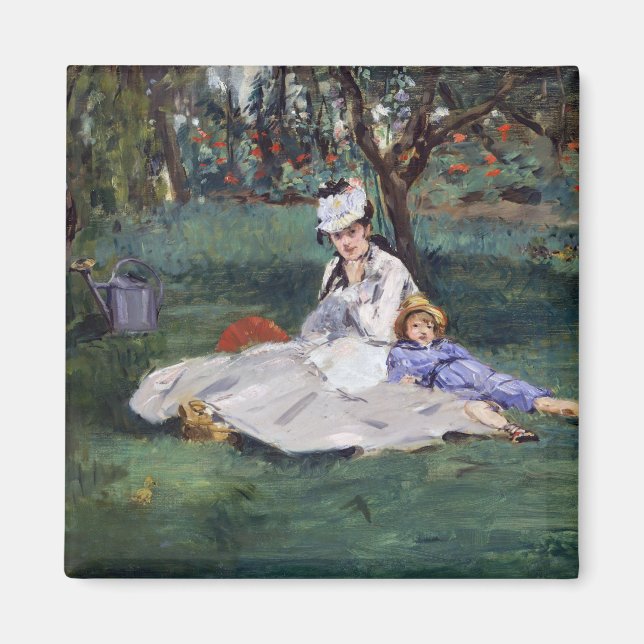 Edouard Manet - Die Familie Monet im Garten Magnet (Vorne)