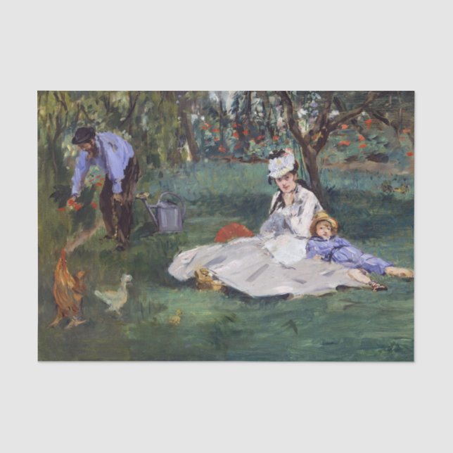 Edouard Manet - Die Familie Monet im Garten Seidenpapier (Vorderseite)