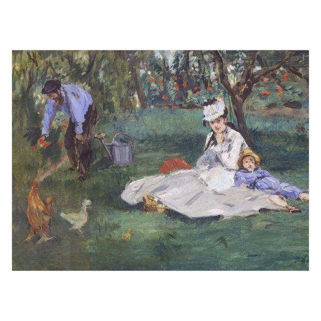 Edouard Manet - Die Familie Monet im Garten Tischdecke (Vorderseite (Horizontal))