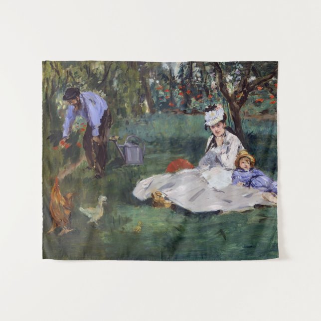 Edouard Manet - Die Familie Monet im Garten Wandteppich (Vorderseite (Horizontal))
