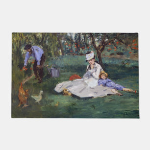 Edouard Manet - Die Familie Monet in ihrem Garten Fußmatte