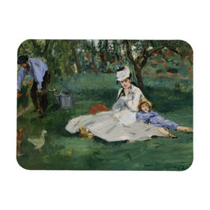 Edouard Manet - Die Familie Monet in ihrem Garten Magnet