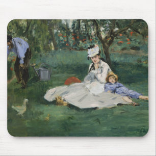 Edouard Manet - Die Familie Monet in ihrem Garten Mousepad