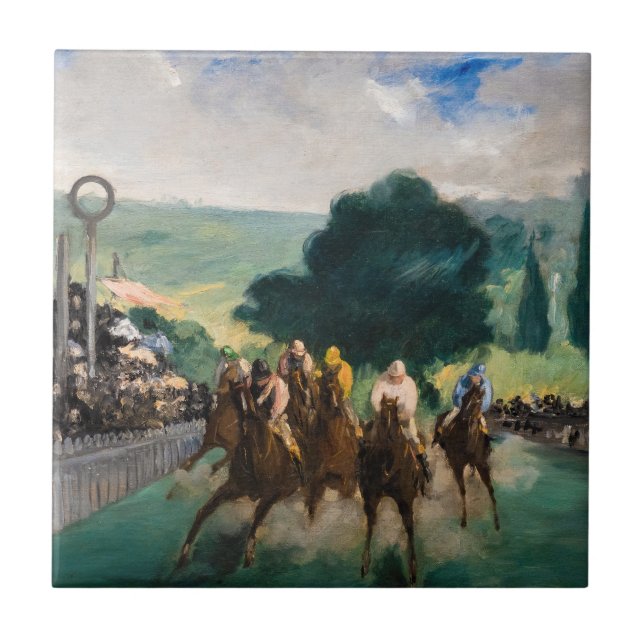 Edouard Manet - Die Rennen in Longchamp Fliese (Vorderseite)