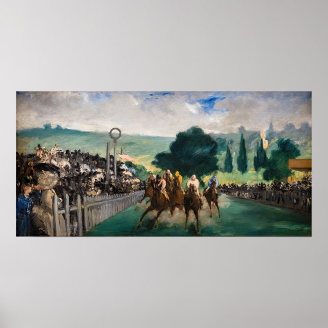 Edouard Manet - Die Rennen in Longchamp Poster (Vorne)