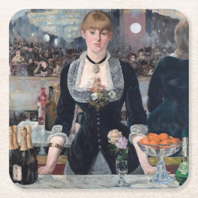 Edouard Manet - Eine Bar in den Folies-Bergere Rechteckiger Pappuntersetzer (Vorderseite)