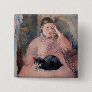 Edouard Manet - Frau mit einer Katze Button