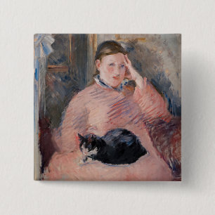 Edouard Manet - Frau mit Katze Button