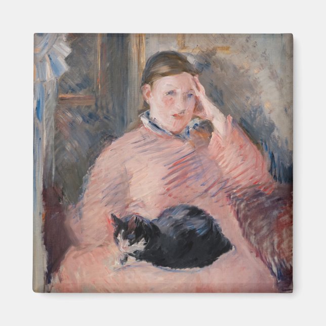 Edouard Manet - Frau mit Katze Magnet (Vorne)