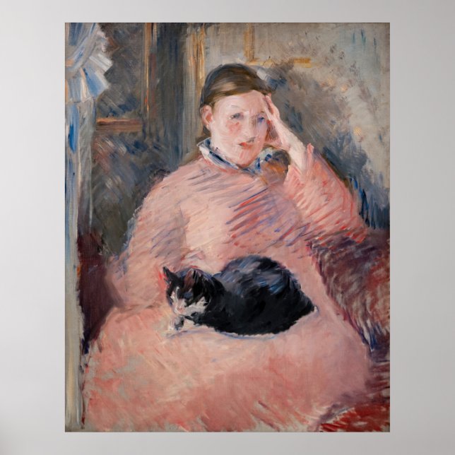 Edouard Manet - Frau mit Katze Poster (Vorne)