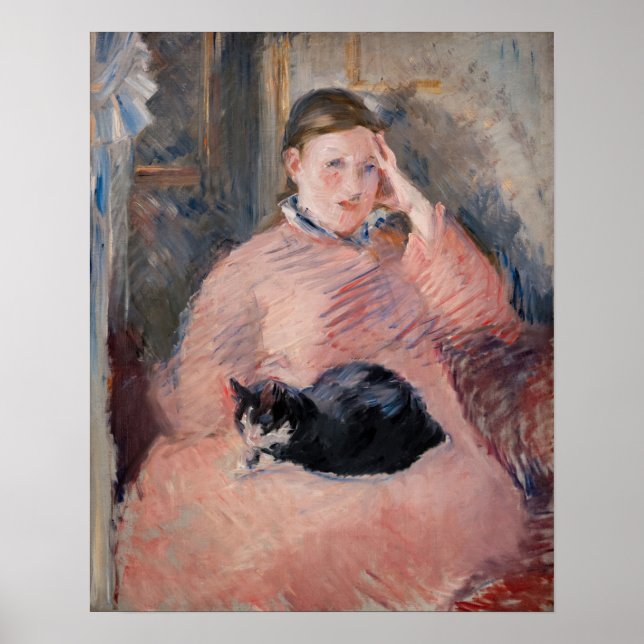 Edouard Manet - Frau mit Katze Poster (Vorne)