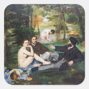 Edouard Manet - Frühstück im Freien Quadratischer Aufkleber