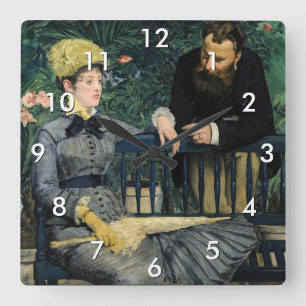 Edouard Manet - Im Gewächshaus Quadratische Wanduhr