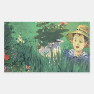 Édouard Manet - Junge in den Blumen Rechteckiger Aufkleber