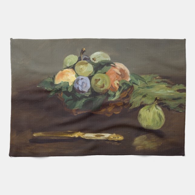 Edouard Manet - Korb mit Früchten Geschirrtuch (Horizontal)
