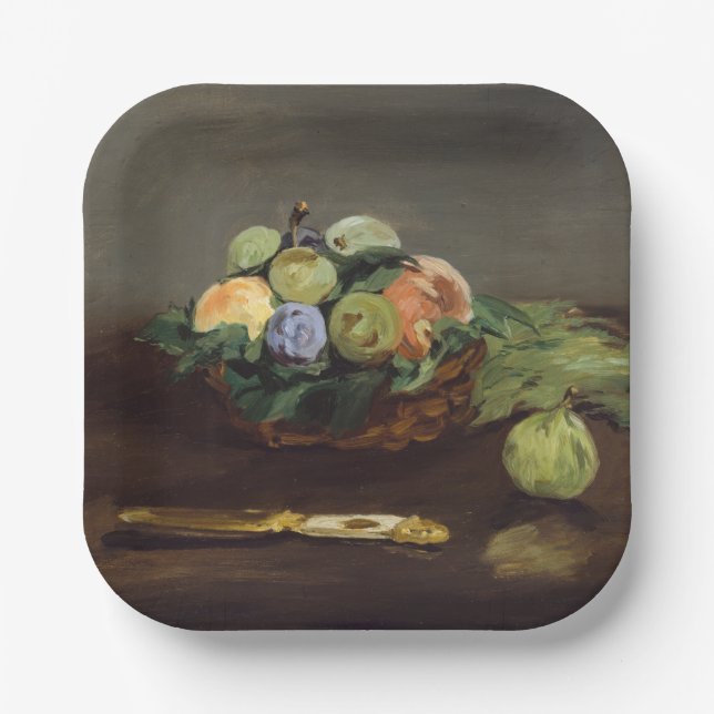 Edouard Manet - Korb mit Früchten Pappteller (Vorderseite)