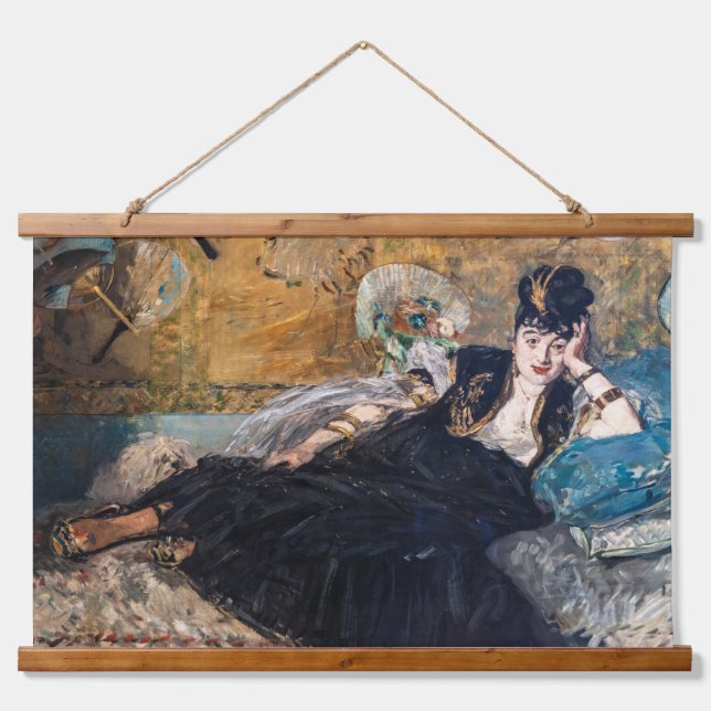 Edouard Manet - Lady with Fans Wandteppich Mit Holzrahmen (Vorne)