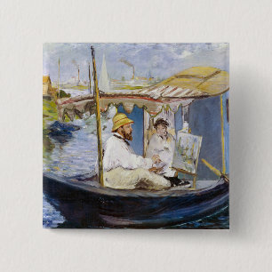 Edouard Manet - Monet in seinem Atelierboot Button