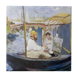 Edouard Manet - Monet in seinem Atelierboot Fliese