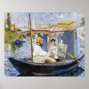 Edouard Manet - Monet in seinem Atelierboot Poster