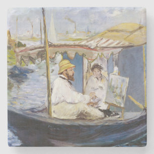 Edouard Manet - Monet in seinem Atelierboot Steinuntersetzer