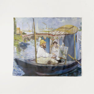 Edouard Manet - Monet in seinem Atelierboot Wandteppich
