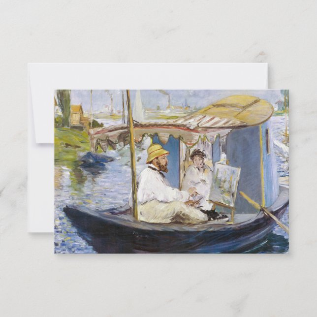 Edouard Manet - Monet in seinem Studio-Boot Dankeskarte (Vorderseite)