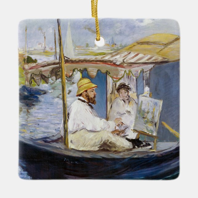 Edouard Manet - Monet in seinem Studio-Boot Keramikornament (Vorderseite)