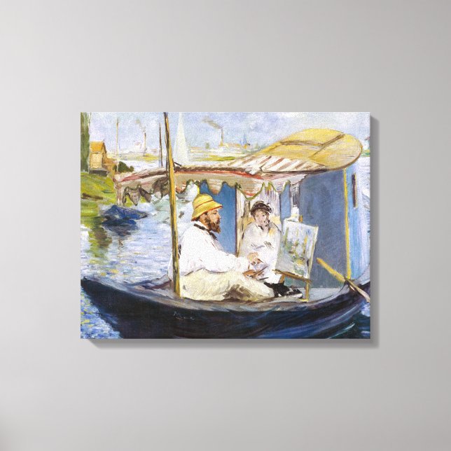 Edouard Manet - Monet in seinem Studio-Boot Leinwanddruck (Vorderseite)