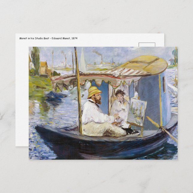 Edouard Manet - Monet in seinem Studio-Boot Postkarte (Vorne/Hinten)