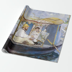 Edouard Manet - Monet in seinem Studioboot Geschenkpapier
