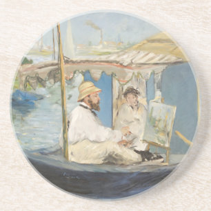 Edouard Manet - Monetmalerei auf seinem Studio-Boo Getränkeuntersetzer