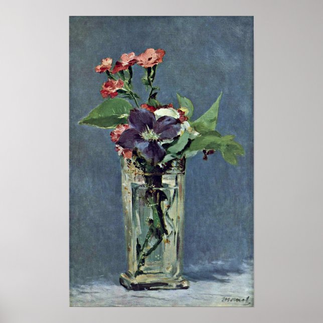 edouard Manet - Nelken und Clematien Poster (Vorne)