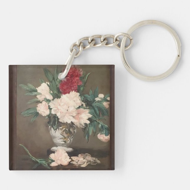 Édouard Manet Peonies in a Vase Acrylic Keychain (Dos)