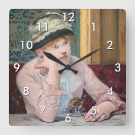 Edouard Manet - Plum Brandy Quadratische Wanduhr