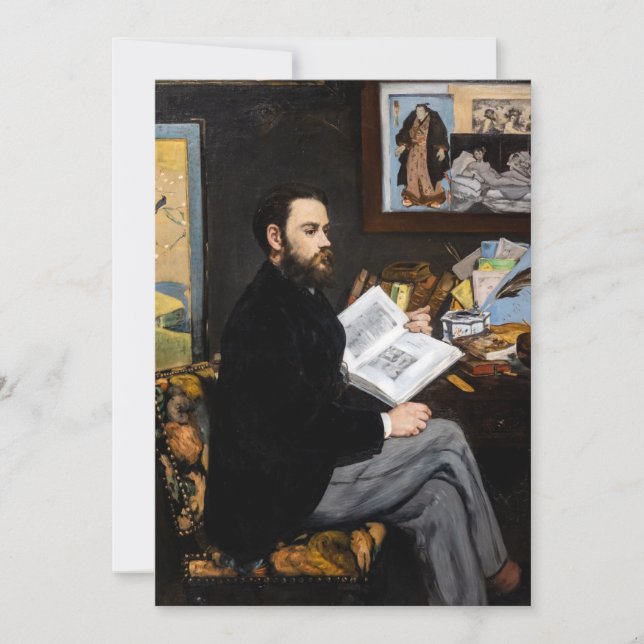 Edouard Manet - Portrait von Emile Zola Dankeskarte (Vorderseite)
