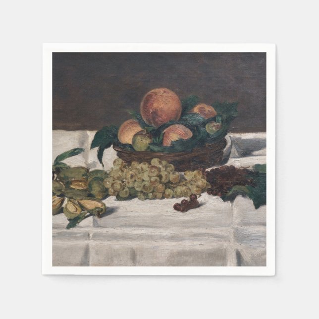 Edouard Manet - Stillleben, Früchte auf einem Tisc Serviette (Vorderseite)