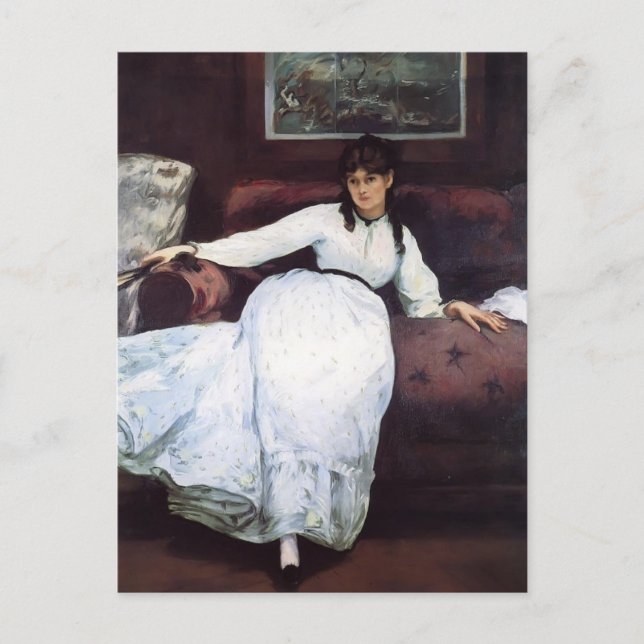 Edouard Manet-The Erholung, Porträt von Berthe Mor Postkarte (Vorderseite)