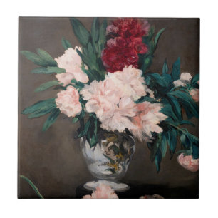 Edouard Manet - Vasen mit Pfingstrosen auf kleinem Fliese