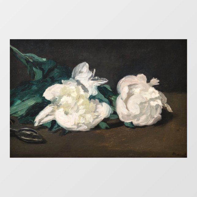 Edouard Manet - Zweig der Weißen Peonies, Secateur Fensteraufkleber (Blatt)